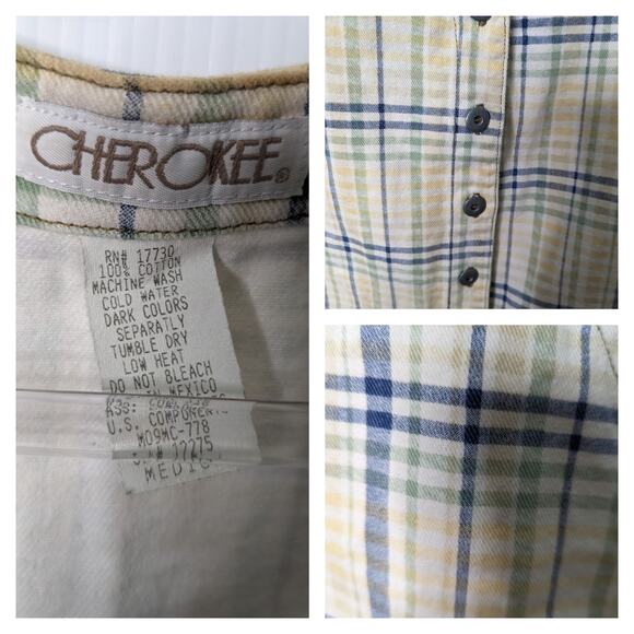 Vintage 90's Cherokee Plaid Striped Print Vest Cotton Canvas  Size Medium - Picture 7 of 7